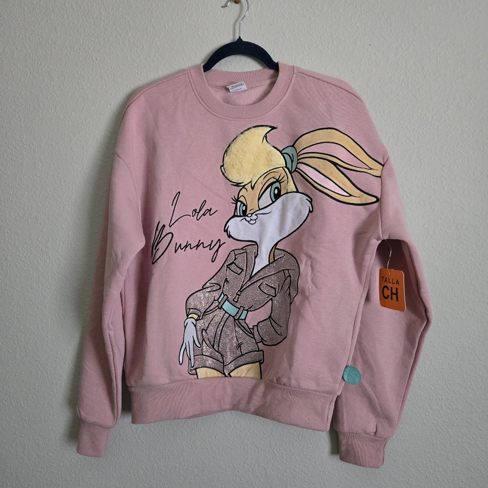 NWT Lola Bunny Pink Diamond Sweater 3D Graphic Cozy Sweater Sz S/XS